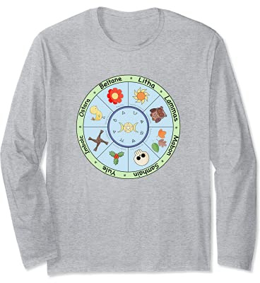 Pagan Calendar Wicca Wheel of the Year Kawaii Long Sleeve T-Shirt