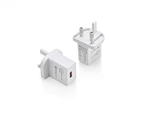 Samsung Super Fast Charger, 18W USB Charging for Mobile Phone, Tablet, Smart Watch, Galaxy, Apple iPhone, Sony, LG, UK Plug Wall Adapter - TWIN PACK