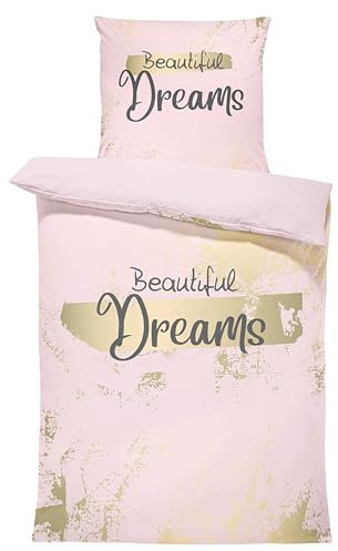 Bettwäsche 135x200 cm Mikrofaser Bettbezug Kinderbettwäsche Fotodruck modern weich und kuschelig knitterfrei für Sommer und Winter geeignet, Farbe:Beautiful Dreams rosa, Größe:2 teilig 135x200 cm