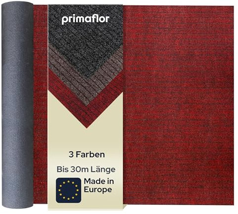 Primaflor Sauberlauf nach Maß - Valencia, Rot, 1,00m x 1,00m, Rutschfester Schmutzfangläufer Meterware, Robuster Küchenläufer, Zuschneidbarer Teppichläufer, Eingangsmatte für Flur und Windfang