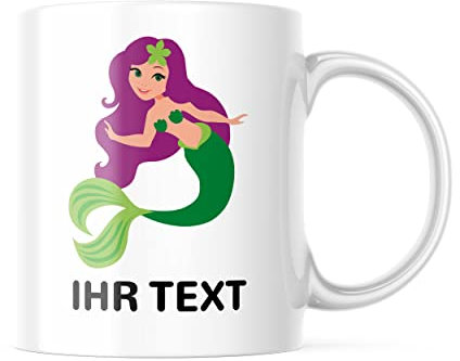 STEMPEL-FABRIK Keramiktasse mit Aufdruck - Meerjungfrau - Personalisierte Kaffeetasse - Kaffeebecher - Bedruckte Tasse mit Name - Teetasse - Geschenkideen zum Geburtstag und Weihnachten - Namenstasse