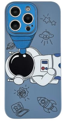 Yonds Queen for iPhone 13 Pro Cute Case, Cool Cartoon Astronaut Space Design Stylish Bumper Soft TPU Rubber Cover Protective Anti-Slip Shockproof Creative Case(Blue Space, iPhone 13 Pro)