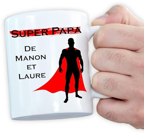 Mug personnalisé papa ou maman - Cadeau original - Déclaration d'amour - Tasse magique (Super papa héro)