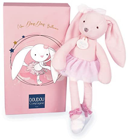 DOUDOU ET COMPAGNIE - Peluche Lapin Tutu Danseuse - 30 cm - Rose Pastel - Collection Mon Doudou Ballerine - Peluche très Douce - Idée Cadeau Enfants - Boite Cadeau -Garantie Doudou Perdu - DC3972