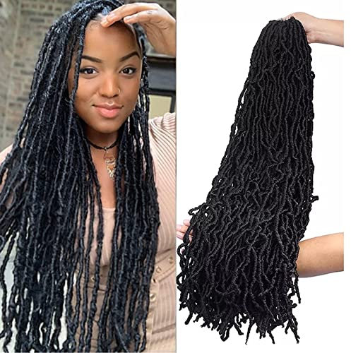 MLETULIPS Faux Locs Crochet Hair 6 Packs Soft Locs Crochet Braids Meches Crochet Locks Cheveux Faux Braids Goddess Hair Extensions (24, 1B)
