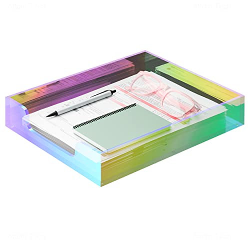 NiOffice Schillernde Acryl-Briefablage Multifunktionale Desktop-Aufbewahrung für Akten, Dokumente und Briefe, rutschfeste Gummipads und stapelbar, langlebig für Büro und Zuhause