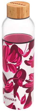 Quokka FLOW CRIMSON SPRING | BOUTEILLE RONDE EN VERRE AVEC GAINE EN SILICONE 660 ML