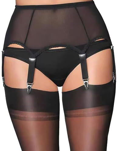 CLDURHGE Reggicalze da donna in pizzo hipster reggicalze lingerie 6 clip regolabili reggicalze lingerie set cintura reggicalze reggicalze in pizzo reggicalze