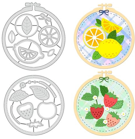 BENECREAT 2 Stück Obstbeet-Stanzformen, Erdbeer-Zitronen-Stickrahmen-Schablonen, Dekorative Prägeschablonen Für Scrapbooking, Fotoalbum, Grußkartenherstellung, 0.8 mm Dick