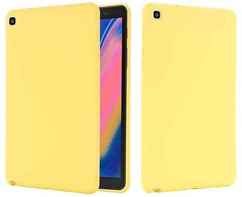 Custodia per tablet Samsung Galaxy Tab A 8.0 2019 (SM-P200/P205), in silicone liquido, flessibile in gomma morbida, sottile, protettiva, antiurto, colore: giallo