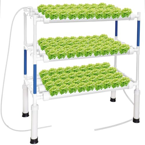 LAPOND Hydrokultur-Anzuchtsystem-Set, 108 Pflanzenstellen, 3 Schichten, lebensmittelechte PVC-U-Rohre, Hydrokultur-Anbauset, Gartensystem für Gemüse, Blumen, Obst, Kräuter (verbesserte Version)