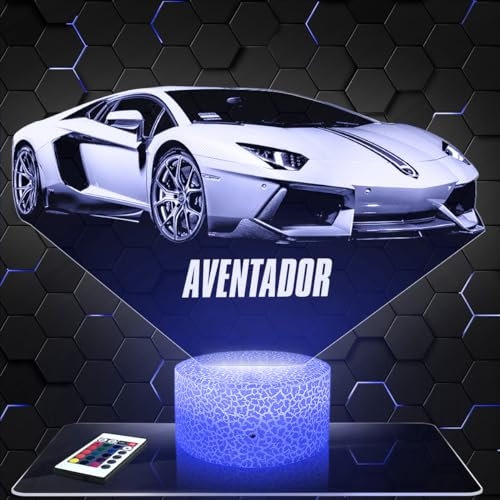 Nachttischlampe - Touch-Nachtlicht Auto sportive Aventador 3D-LED-Lampe Illusion, Geschenkidee Weihnachten Geburtstag Junge und Mädchen Nachttischlampe Kinder- oder Erwachsenenzimmer TOP