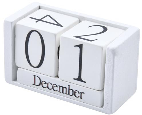 Yogayet Holzblockkalender, ewiger Kalender, Schreibtisch-Datumsanzeige, Bürodekoration für Schreibtisch, Stehkalender