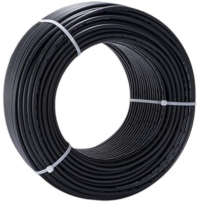 50 Meters/Roll PV Cable 6mm2 (10AWG) Solar Cable Red Or Black PV Cable Wire Copper Conductor XLPE Jacket (Color : Black)