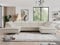 MKS MEBLE Sofa U, Wohnlandschaft U-Form, Ecksofa mit Schlaffunktion und Bettkasten, Schlafsofa mit Bettkasten, Couch mit Verstellbare Kopfstützen - Pedro U - Creme Velvet