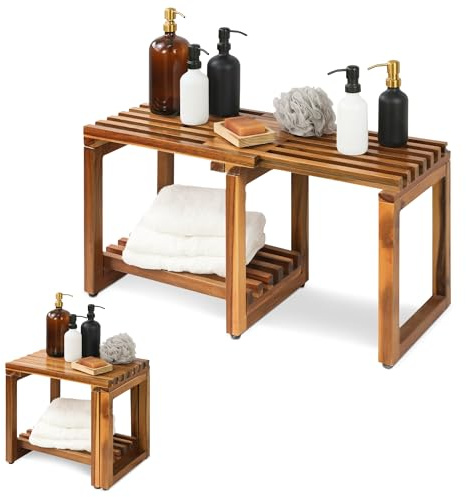 Tabouret de douche imperméable de 73,7 cm de longueur réglable avec étagère de rangement pour se raser les jambes, spa, siège de bain dans la salle de bain, douche intérieure pour adultes, personnes