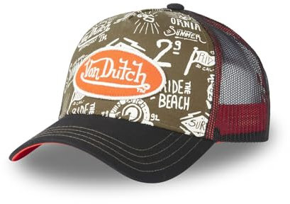 Von Dutch Kappe für Damen und Herren, mit Muster, Trucker-Kappe, verstellbar, mit Snapback, Schwarz , Einheitsgröße