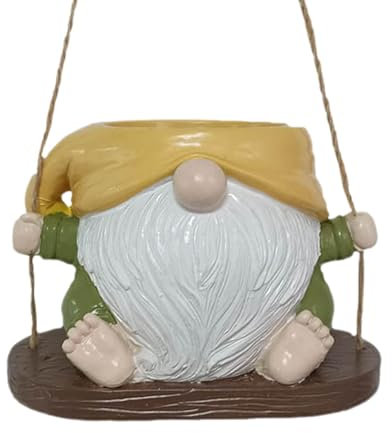 CENMOO Pot de fleurs oscillant, joli pot de fleurs suspendu nain en résine | Design mignon, collier de perles, pot de fleurs avec tête oscillante pour plantes, pots avec visage unique pour plantes