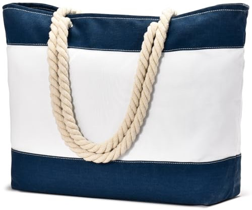 oscaurt Strandtasche Tote Bag Damen Beach Bag mit Reißverschluss Wasserdicht Badetasche XXL Familie Weekender Faltbare Schultertasche Einkaufstasche Geschenke für Frauen
