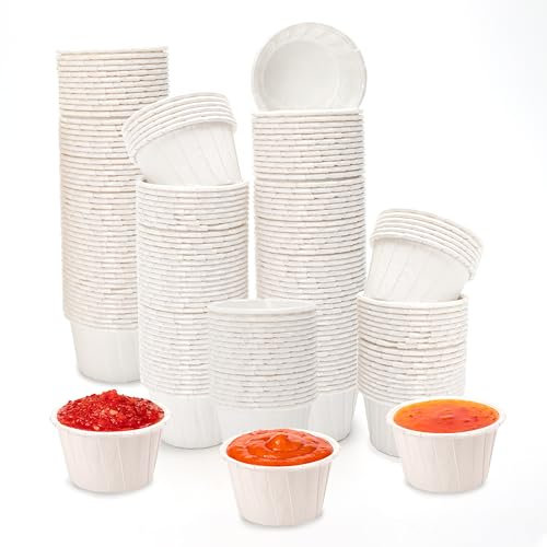 Einwegbehälter aus Papier, 5,3 x 3 cm, 28,3 ml, Schüsseltablett, Organizer für Ketchup, Schmelzwachs, Bohnen, Gesicht, Nase, Haarentfernung, Eiscreme, Kuchen, Gewürze, Soße, Auflaufförmchen, Shot,