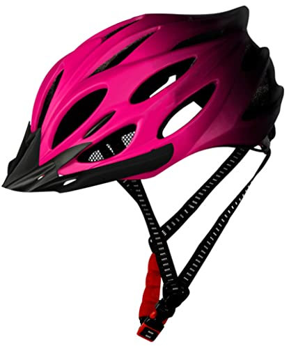 Casque de vélo léger pour adulte - Casque de vélo léger avec feu arrière réglable pour homme et femme - Rose