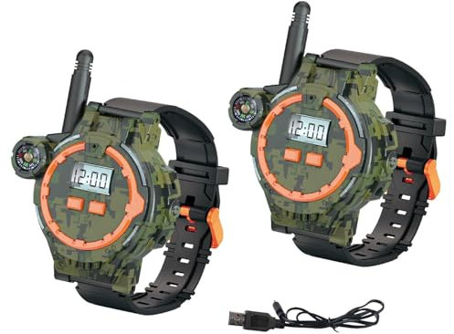 Teksome Walkie-Talkies für Kinder, Walkie-Talkie-Uhr,Automatische Schlaf-Walkie-Talkie-Uhr für Kinder - Grüne Walkie-Talkies-Uhr für Park, Reisen, Camping, Abenteuer