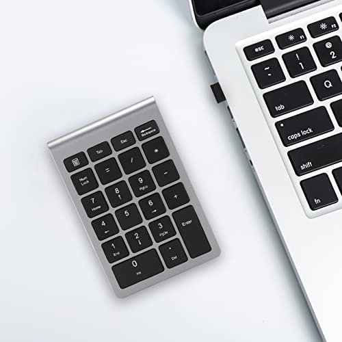 BONKZEBU Teclado Numérico para Computadora Portátil ,Teclado Numérico de Retardo bajo y Velocidad de Rebote Rápida ,Teclado Numérico Inalámbrico con Estructura de Tecla de Pie de (Gris