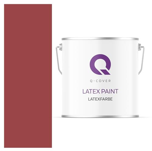 Q-COVER Latexfarbe 5L Dunkelrot – Matte Innenfarbe für Wand & Decke, Klasse 3, Hohe Deckkraft, Scheuerfest