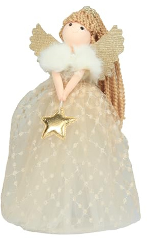 Angel Topper for Christmas Tree - Fairy Topper 1pc Christmas Decorations for Xmas Crafts, Home Holiday Party (Gold)