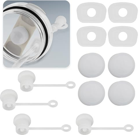 Nearockle 12 fundas de silicona para pajita antifugas, compatible con Stanley Quencher H2.0 30oz|40oz Copa Vaso FlowState Junta Accesorios (Transparente)