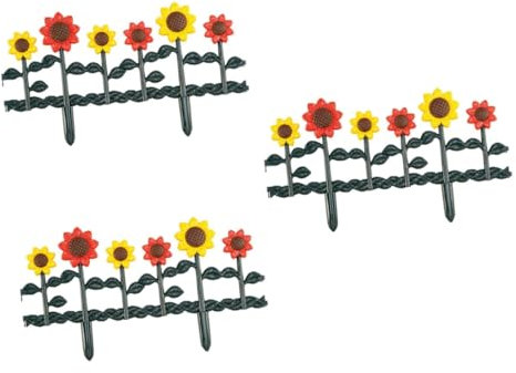 Yardwe 3 Stück Sonnenblumenzaun Sonne Rasen Dekor Bett Sonnenblumen Dekor Outdoor Dekor Zaun Panel Kleiner Zaun Für Garten Außen Villa Grenze Gartenzaun Außen Hof Grenze Kunststoff