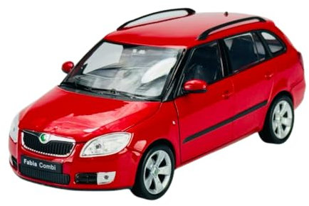 Welly Modell Auto Kompatibel mit Skoda Fabia 2 II Kombi Rot Typ 5J Ab 2007 ca 1:24 1/24 Metall Automodell Die Cast Neu im Karton