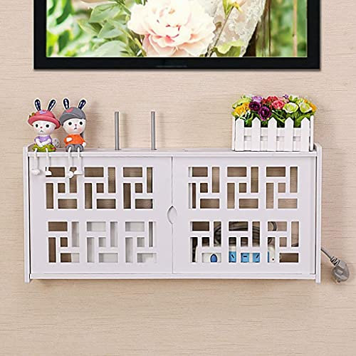 FGDIUCVN Floating Shelves Solid Wood Partition/Wallmounted Tv Cabinet/WiFi Router Rack/Storage Rack for Tv Components/Media Console/Cable Box/Router/Remote/DVD Player/Game Console/Tv Shelf/Living ro,