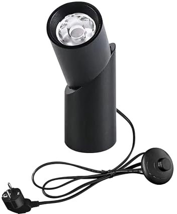 FSLiving 20W Spot Lampe LED 6000K/Kaltweiß,Schwarz Wandstrahler mit 1,8 m Schalterkabel, LED Pflanzenstrahler, Drehbar Licht Kopf für Pflanzen Gemälde Dartscheibe Schrank BD3026