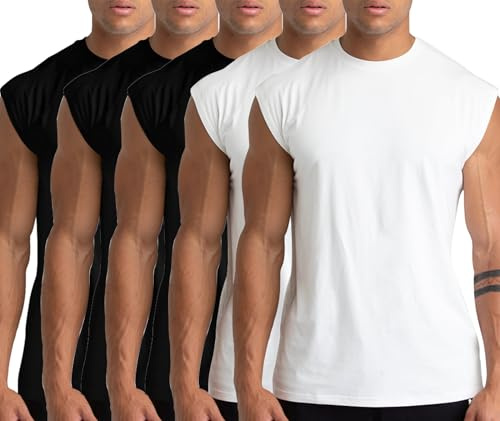 Herren Baumwoll-Tanktops, ärmellose Muskelshirts für Fitness & Training