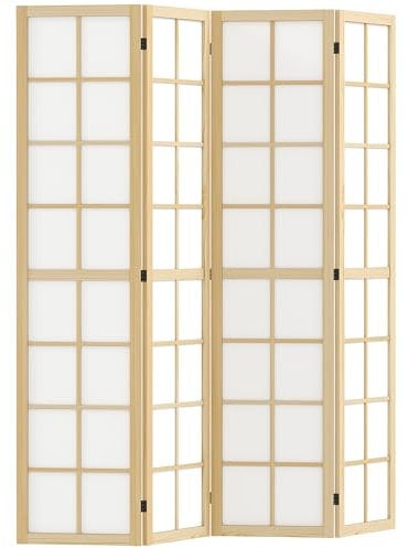 HOMCOM Paravent 4-teilig 160 x 170 cm Trennwand Raumteiler, Faltbar Raumtrenner Sichtschutz Stellwand für Wohnzimmer Natur