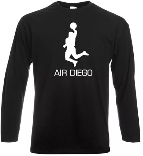 Air-Diego T-shirt à manches longues pour homme Coupe du monde de football Argentine Maradona Soccer, Noir , XXL