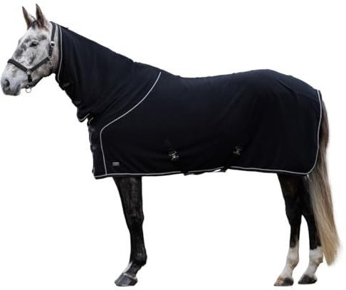 Covalliero Fleecedecke mit Halsteil Therm, 135cm, 185cm | Pferdedecke, Reitdecke, schwarz, Cova-Tex-Material, Pferde, maschinenwaschbar bei 30 °C
