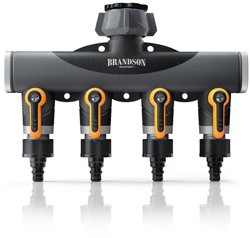 Brandson - 4 Wege Verteiler Wasserhahn - Wasserverteiler 4 Fach 3/4 Zoll - Schlauchverteiler Gartenbewässerung - verstärkte Metallgewinden - Wasserschlauch Gartenschlauch