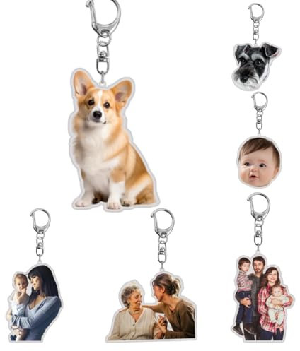 Porte Clef Personnalisable Avec Photo Personnalisé Animaux Mignons Porte-CléS En Acrylique Porte-Clé Pendentif Pour Homme, Femme, Couple Cadeau Unique Pour NoëL, Saint-Valentin (B(5cm/2in))