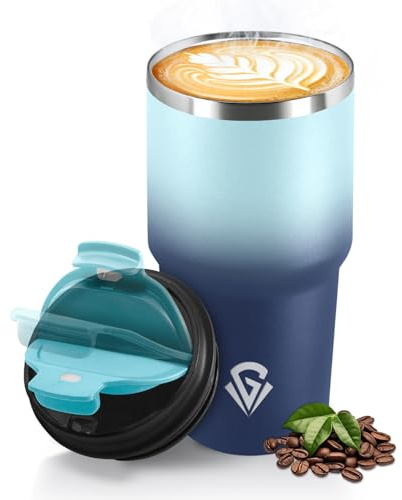 HoneyHolly Termo Cafe 600 ML, Reutilizables, Vaso Termico Cafe Antigoteo para Coche, Acero Inoxidable 304, Taza Termica Para Llevar, Termo Café Hermético para Café Frío y Caliente, Leche y Té