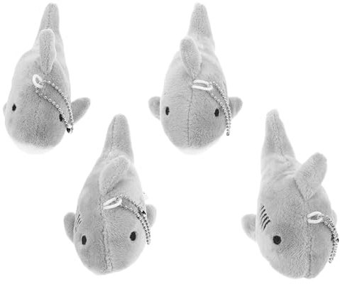 SHINEOFI 4 Stücke Teiliges Mini Plüsch Hai Schlüsselanhänger Vielseitiger Stofftier Anhänger für Rucksack Handtasche Weihnachtsbaumdekoration Charmantes Geschenk für Hai-Fans
