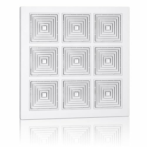 Griglia di Ventilazione XXL 60×60 cm per Soffitto – Diffusore Aria Mandata e Aspirazione | Controsoffitto Modulare e Cartongesso | Plastica Tecnica | Area Libera ~50% | Parte Interna Removibile - RS