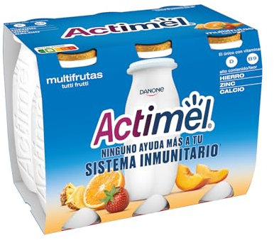 Actimel Kids Yogur bebible frutas-con probioticos, fermentos y vitaminas - Pack 6x100g