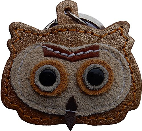 Anhänger, Schlüsselanhänger mit einer Eule aus echtem Leder; ca. 5 x 5 cm