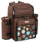 anndora Picknickrucksack 4 Personen mit integrierter Kühltasche braun Blaue Kreise inkl. 29-teiliges Zubehör