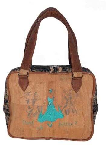 Bestickte Korktasche Schuhtasche Walzer-Tanzpaar Tasche | Personalisierung mit Name, Henkeltasche
