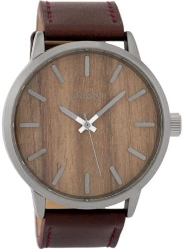 Oozoo Herrenuhr mit Lederband Wood 45 MM Dunkelbraun Holz/Dunkelbraun C9258