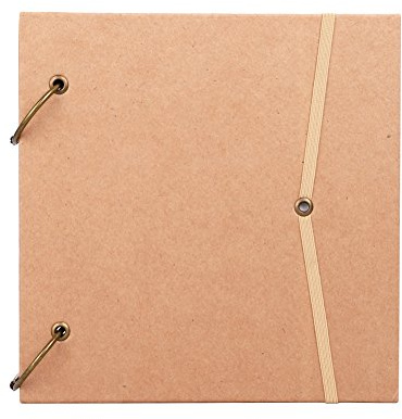 Square Kraft Scrapbook Blank Ring Binder Notebook Notepad Loose Leaf Sketchbook Journal Diary for Drawing Writing with Elastic Band Closure
