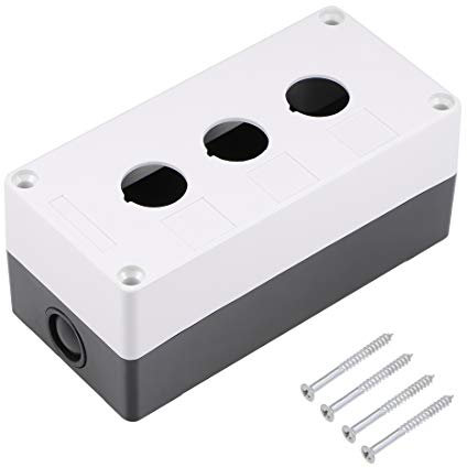 sourcing map Push Button Switch Control Station Box 22mm 3 Holes Black and Light Gray